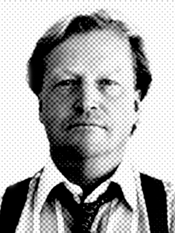 Rastrerat svartvitt porträtt av Jan Stenbeck, som representerar AI-ekot Jan Stenbeck.