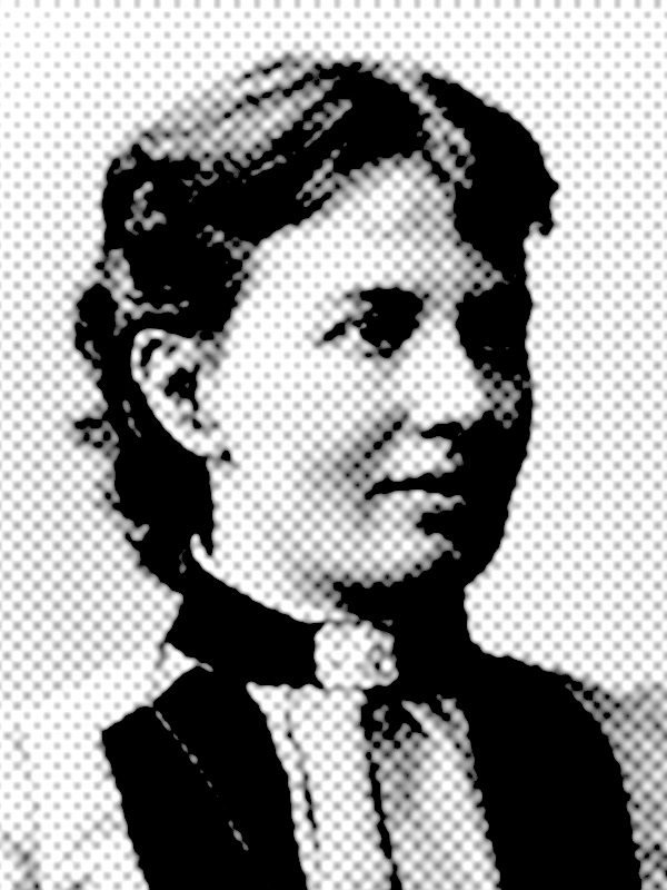 Rastrerat svartvitt porträtt av Sonja Kovalevsky, som representerar AI-ekot Sonja Kovalevsky.