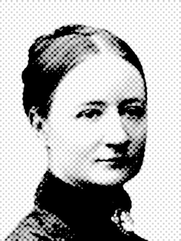 Rastrerat svartvitt porträtt av Ellen Key, som representerar AI-ekot Ellen Key.